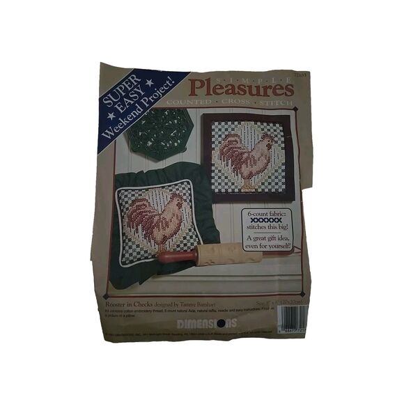 Dimensions Simple Pleasures Country Cross Stitch # 72183 Rooster In Checks Kit - Picture 1 of 5